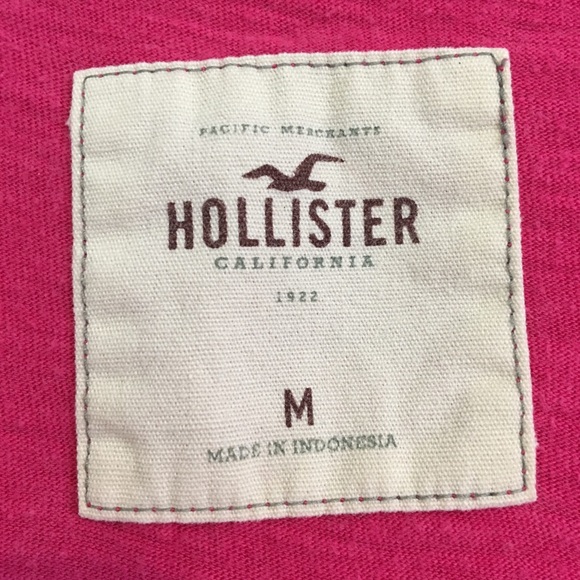 Hollister Hot Pink Short Sleeve Top Buttons Logo M - Picture 7 of 7